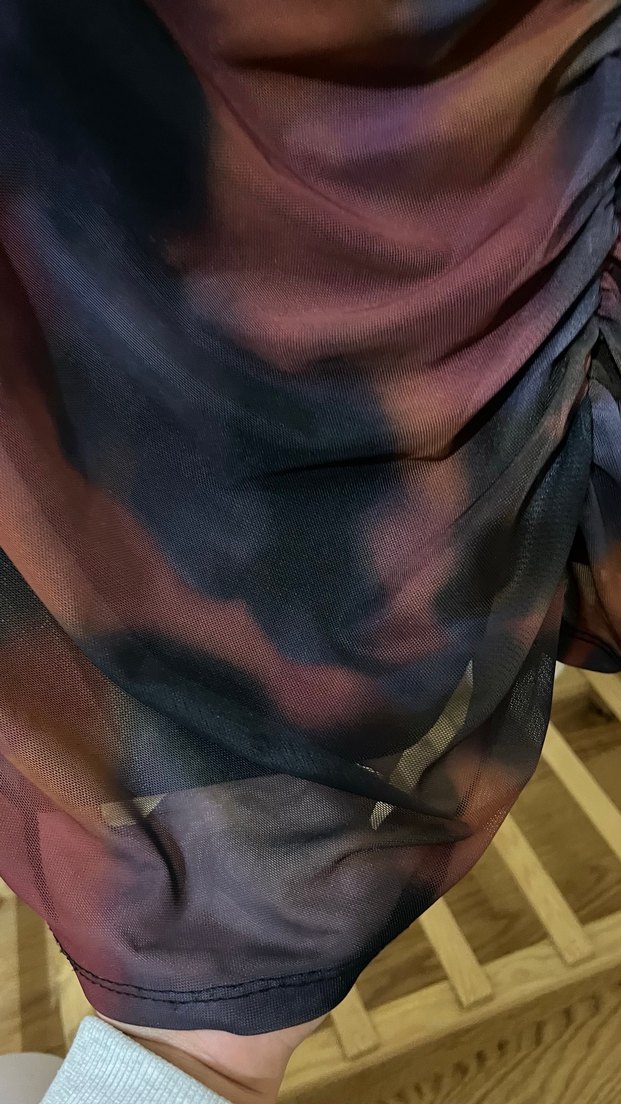 Uzun Kollu Çok Renkli Batik Desenli Elbise - Görsel 3