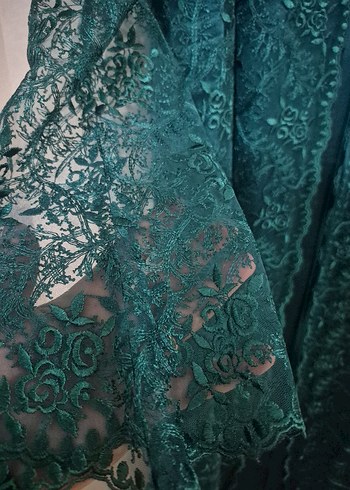 Uzun Turkuaz Nakışlı Bohem Kadın Elbise - Görsel 5