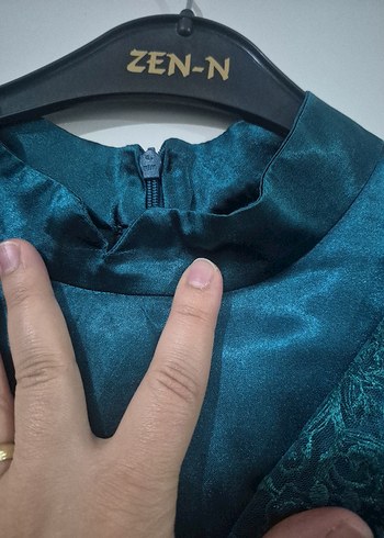 Uzun Turkuaz Nakışlı Bohem Kadın Elbise - Görsel 4