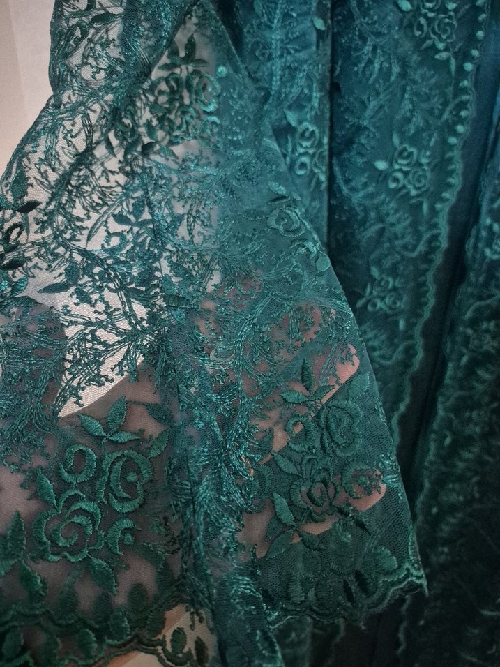 Uzun Turkuaz Nakışlı Bohem Kadın Elbise - Görsel 5