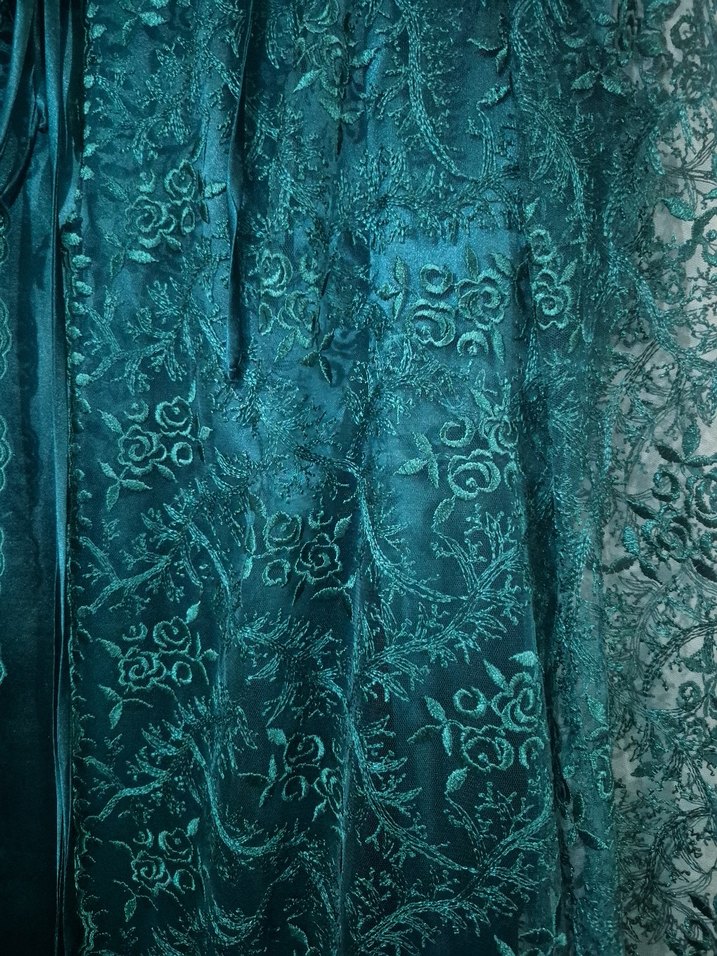 Uzun Turkuaz Nakışlı Bohem Kadın Elbise - Görsel 3