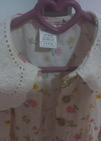 Çiçek Desenli Düğmeli Bebek Kız elbise - Görsel 4