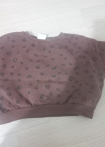 Kız Çocuk Kahverengi Desenli Sweatshirt - Görsel 4
