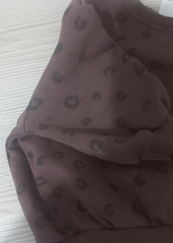 Kız Çocuk Kahverengi Desenli Sweatshirt - Görsel 3