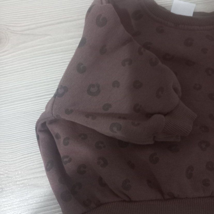 Kız Çocuk Kahverengi Desenli Sweatshirt - Görsel 3