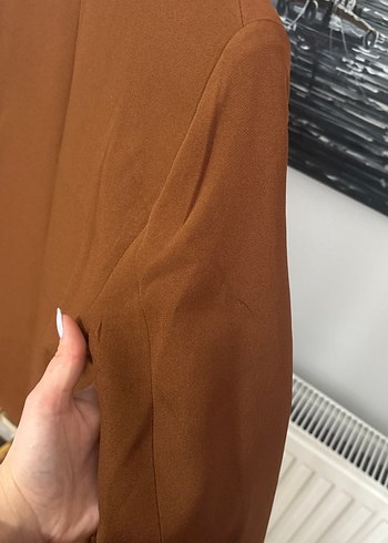 Leopar Desenli Düğmeli Kahverengi Kadın Blazer - Görsel 3