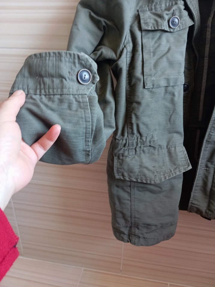 Düğmeli Gri Kadın Ceket Midi Boy - Görsel 5