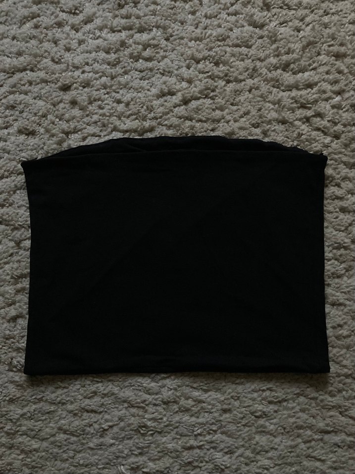 Siyah Straplez Crop - Görsel 2