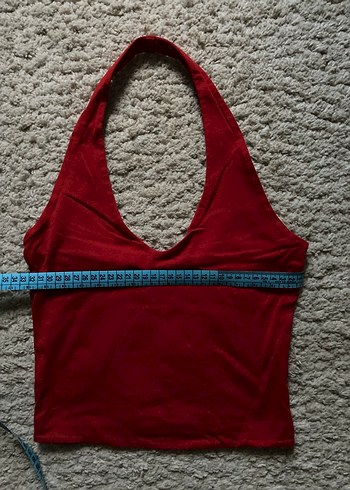 Kırmızı Halter Yaka Crop - Görsel 4
