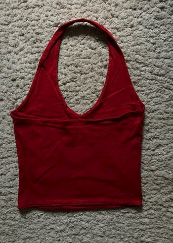 Kırmızı Halter Yaka Crop - Görsel 2