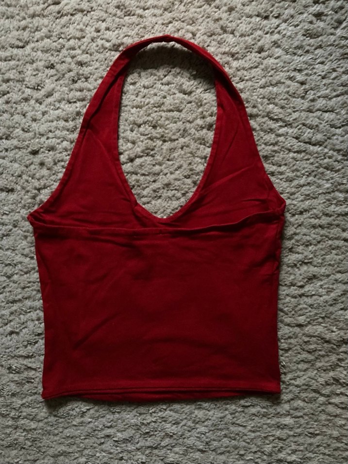 Kırmızı Halter Yaka Crop - Görsel 2