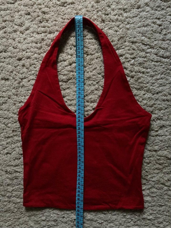 Kırmızı Halter Yaka Crop - Görsel 3