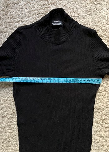 Siyah Yarı Balıkçı Yaka Uzun Triko Elbise - Görsel 3