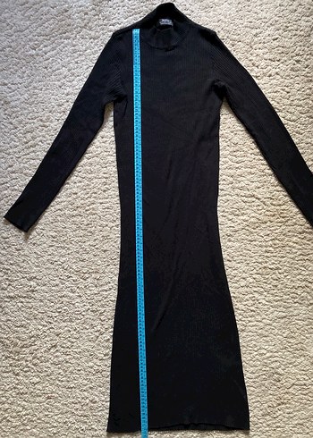 Siyah Yarı Balıkçı Yaka Uzun Triko Elbise - Görsel 2