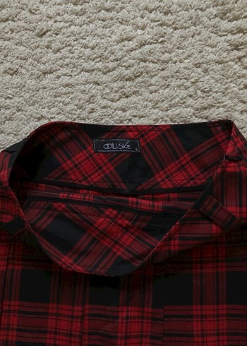 Kırmızı Ekose Pileli Mini Etek - Görsel 5