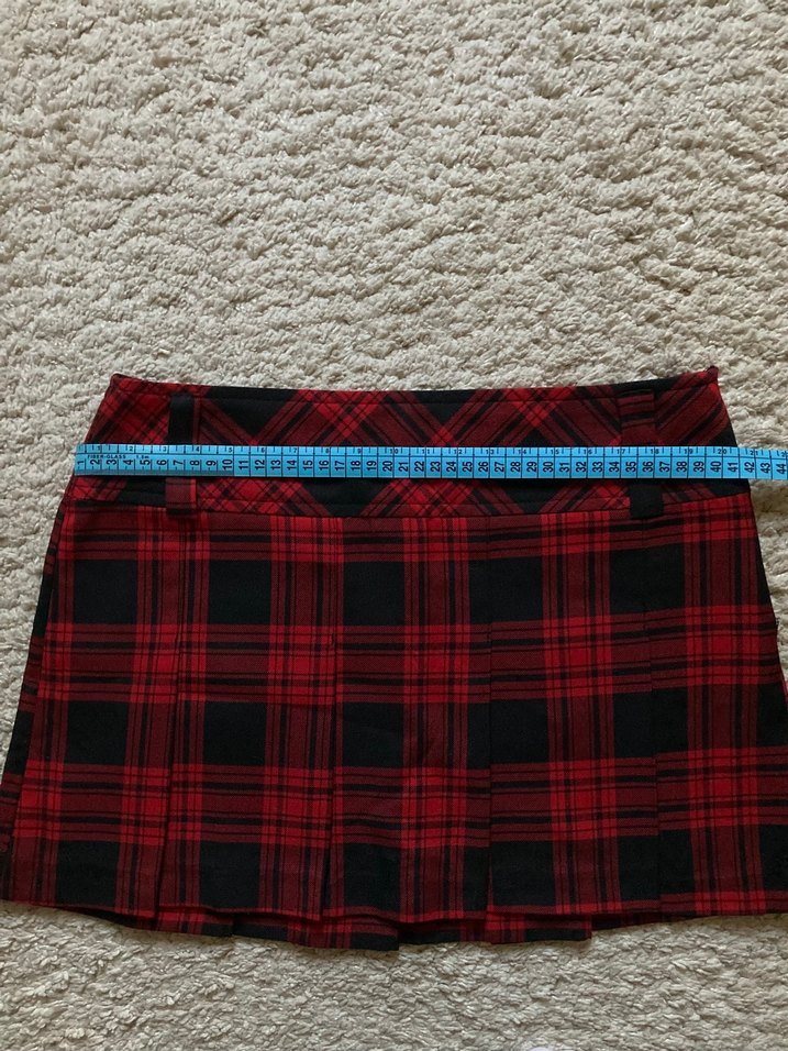 Kırmızı Ekose Pileli Mini Etek - Görsel 4