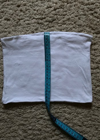 Beyaz Straplez Crop - Görsel 3