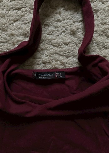 Bordo Halter Yaka Crop - Görsel 5