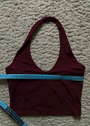 Bordo Halter Yaka Crop - Görsel 4