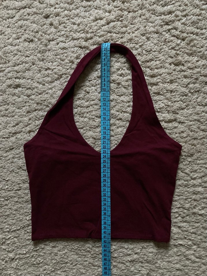 Bordo Halter Yaka Crop - Görsel 3