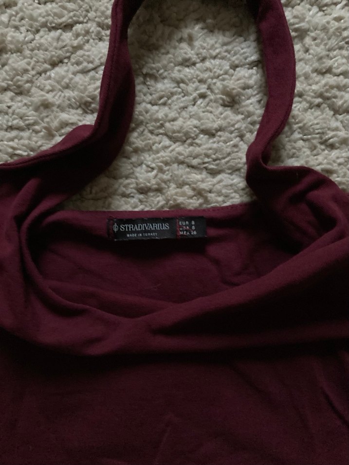 Bordo Halter Yaka Crop - Görsel 5