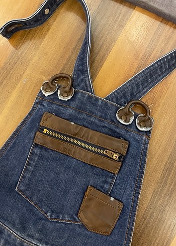 Kız çocuk Denim Mini Salopet - Görsel 2