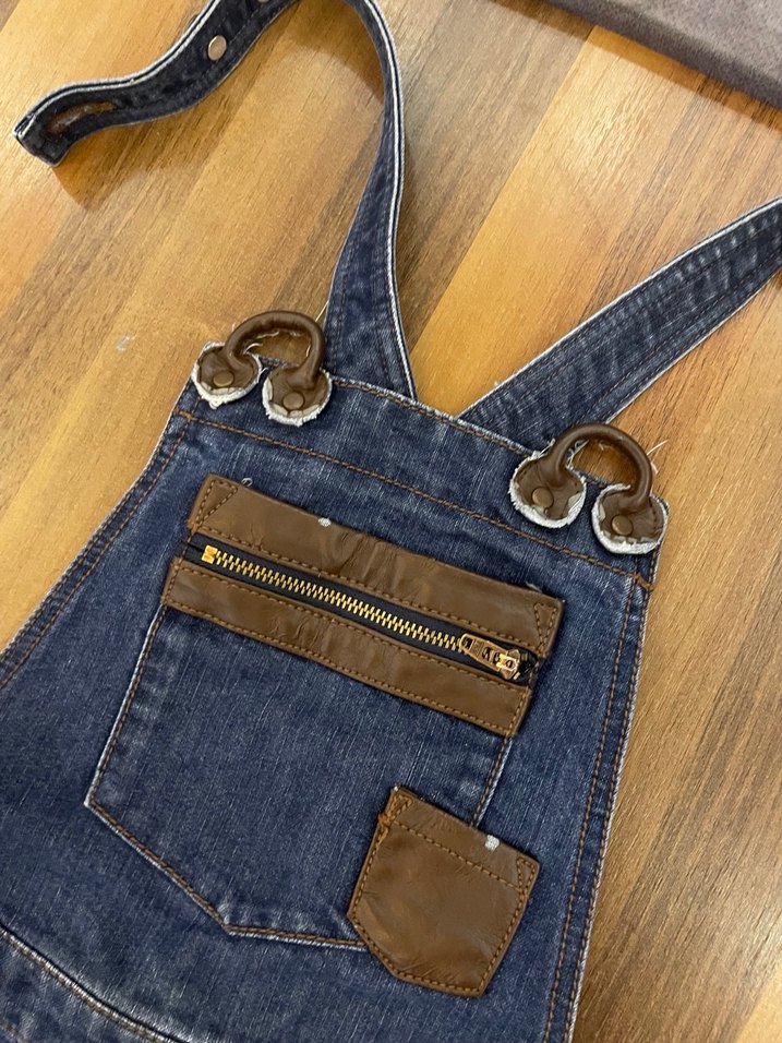 Kız çocuk Denim Mini Salopet - Görsel 2
