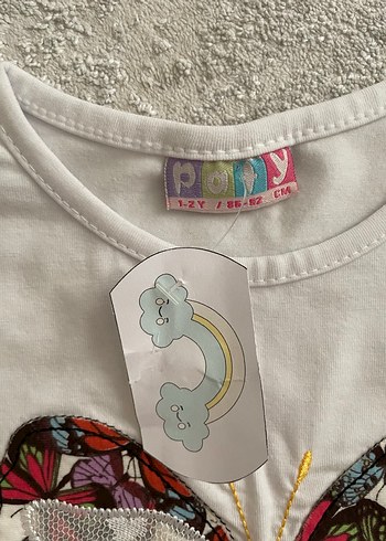 Kız Çocuk Payetli Kelebek Baskılı Tişört - Görsel 2