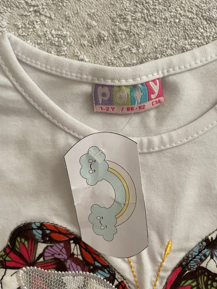 Kız Çocuk Payetli Kelebek Baskılı Tişört - Görsel 2