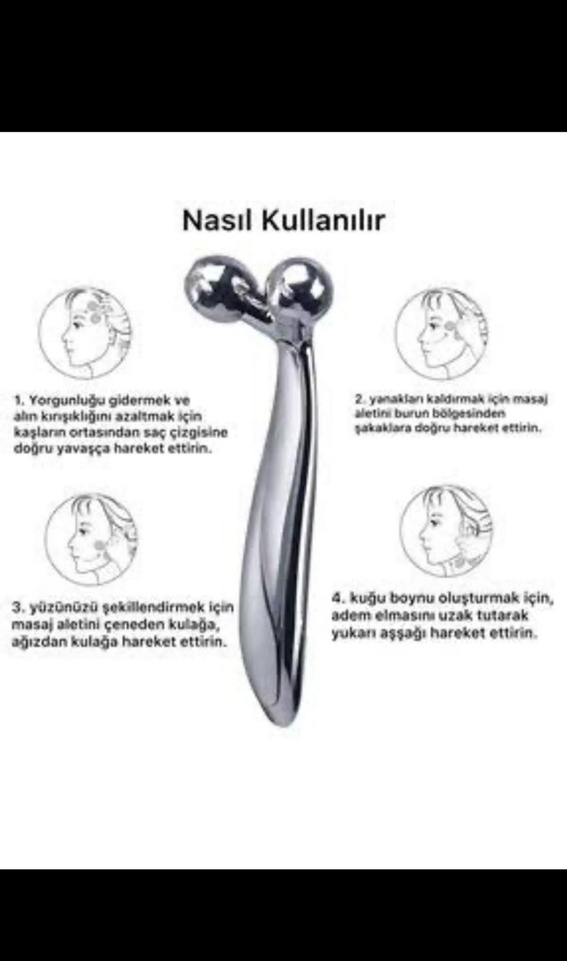 3D paslanmaz çelik yüz masaj aleti - Görsel 2