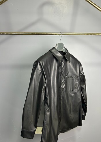 Düğmeli Siyah Midi Deri Kadın Ceket - Görsel 2