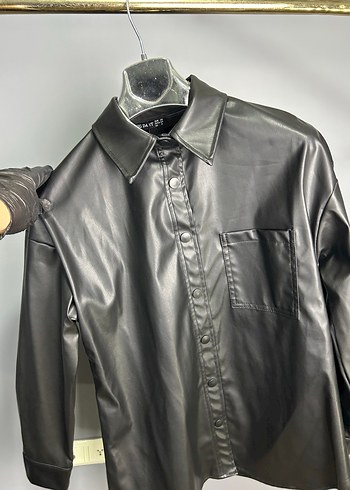 Düğmeli Siyah Midi Deri Kadın Ceket - Görsel 4