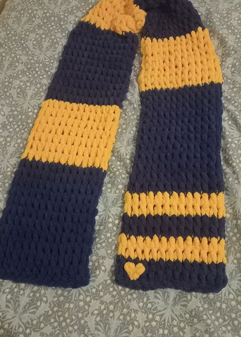 Uzun Sarı Gri Nakışlı Erkek Atkı - Görsel 3