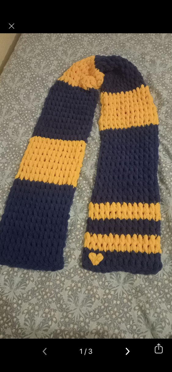 Uzun Sarı Gri Nakışlı Erkek Atkı - Görsel 3