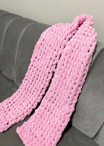 Pembe Örgü Kadın atkı - Görsel 3