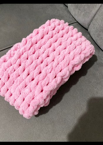 Pembe Örgü Kadın atkı - Görsel 2