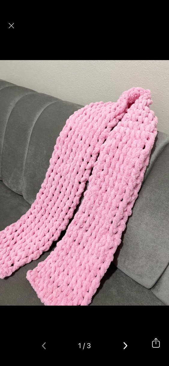 Pembe Örgü Kadın atkı - Görsel 3