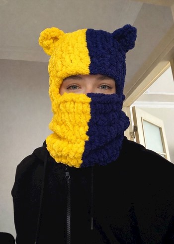 Renkli Örgü Kadın Bere Kulaklı - Görsel 2