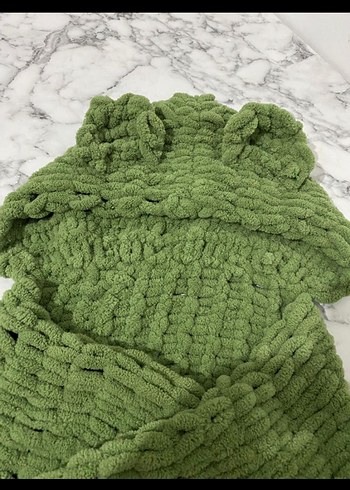 Kadın Örgü Kahverengi Atkı Kapüşonlu - Görsel 10