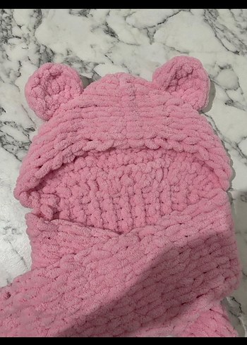 Kadın Örgü Kahverengi Atkı Kapüşonlu - Görsel 18