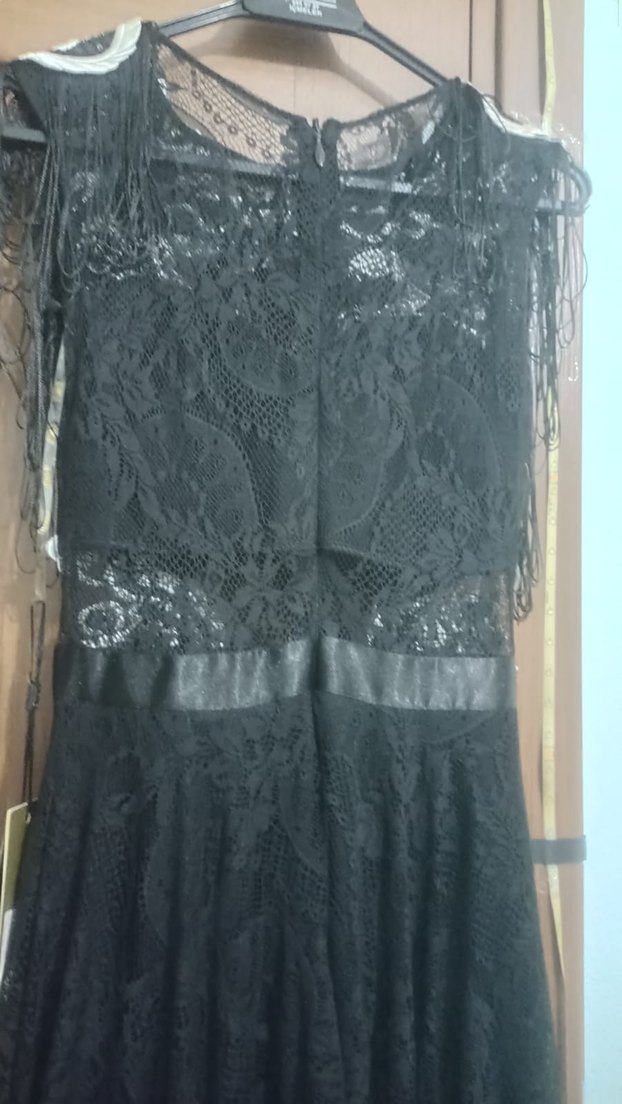 Dantelli İşlemeli Siyah Uzun Abiye Elbise - Görsel 5