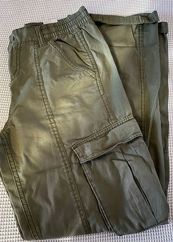 Kadın Haki Kamuflaj Bol Kesim Kemerli Pantolon - Görsel 3