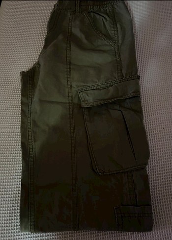 Kadın Haki Kamuflaj Bol Kesim Kemerli Pantolon - Görsel 5