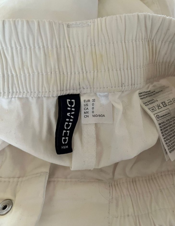 Kadın Beyaz Keten Düğmeli Rahat Pantolon - Görsel 2