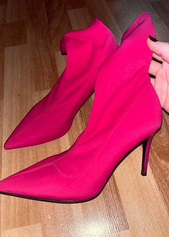 Pembe Stiletto Topuklu Kadın Bot - Görsel 2