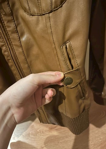 Kahverengi Kadın Deri Ceket - Görsel 5