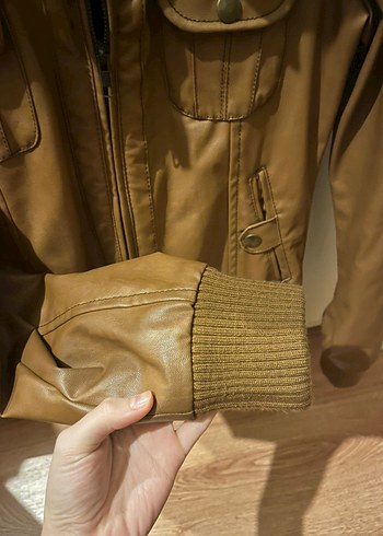 Kahverengi Kadın Deri Ceket - Görsel 3