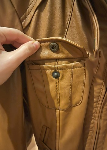 Kahverengi Kadın Deri Ceket - Görsel 4