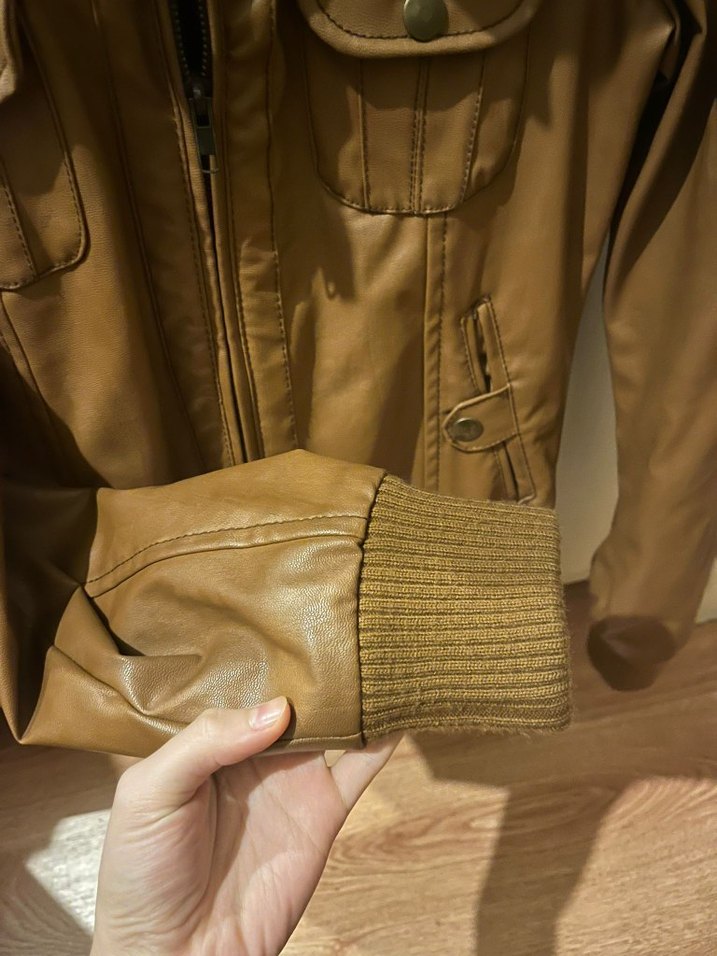 Kahverengi Kadın Deri Ceket - Görsel 3