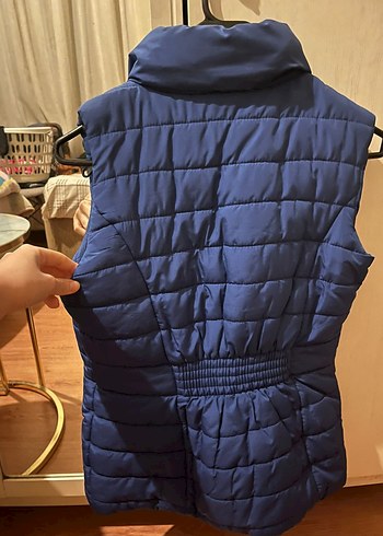 Şık Mavi Kadın Fermuarlı Yelek - Görsel 3